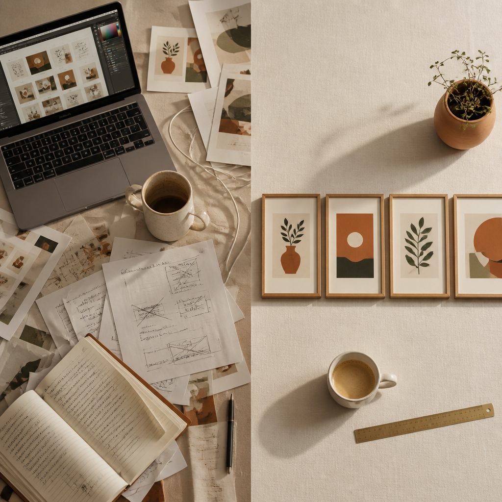 Short answer: PSD smart-object compositing with an automated production pipeline. It beats Photoshop and Canva on speed, beats Smartmockups and PlaceIt on quality and ownership, and scales to 50+ listings per month without burning afternoons.