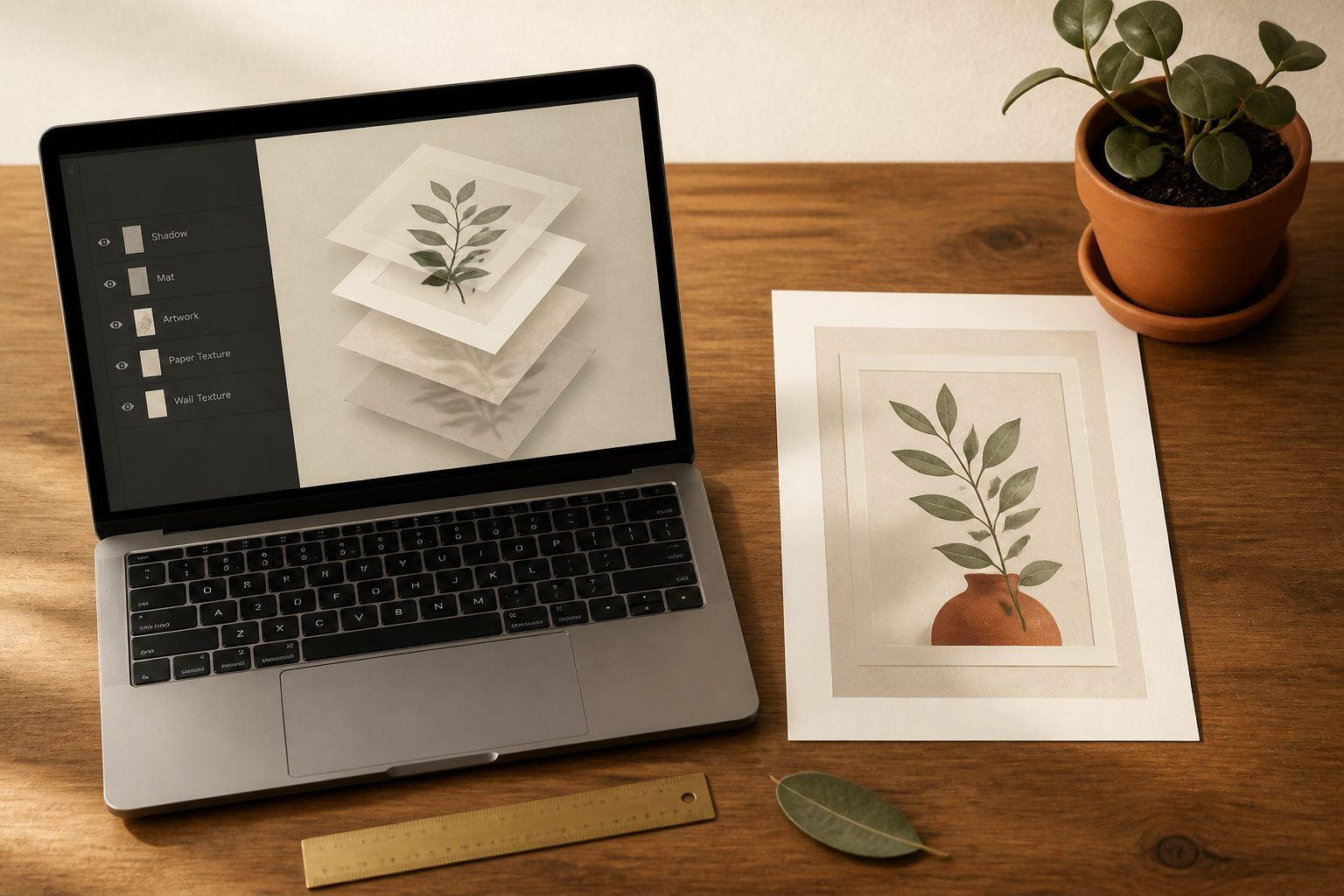 Smart-object compositing is the difference between a flat, pasted-in mockup and a photoreal listing image. Here's exactly how Ratio Ready reads your PSD templates, preserves your blend modes and shadow layers, and outputs a 2048×2048 JPG ready for Etsy.