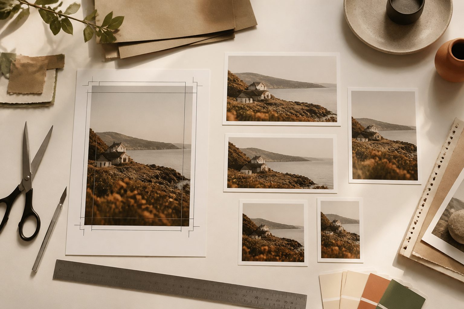 Cropping = composition change. Resizing = pixel change. Use the right one or you'll lose detail.