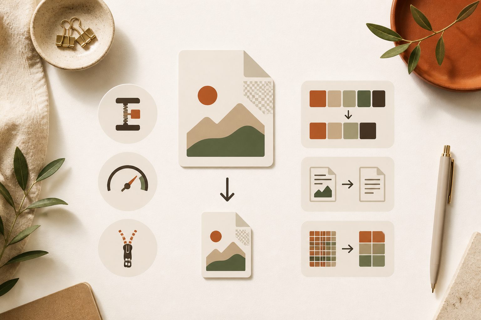 Reduce file size 30–70% without losing quality. Methods, tools, and when to use PNG vs JPG.