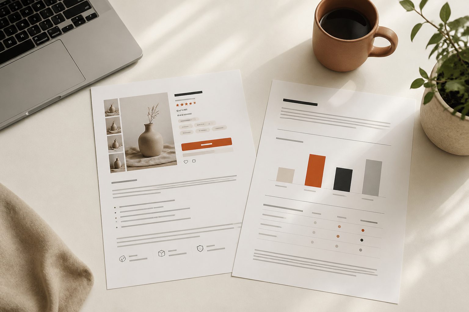 The slowest part of listing isn't the files — it's writing the title, 13 tags, and description, then guessing who'll buy it. Ratio Ready generates a two-page listing PDF and a market positioning report alongside every clipart, wall art, and poster job. Copy, paste, publish.