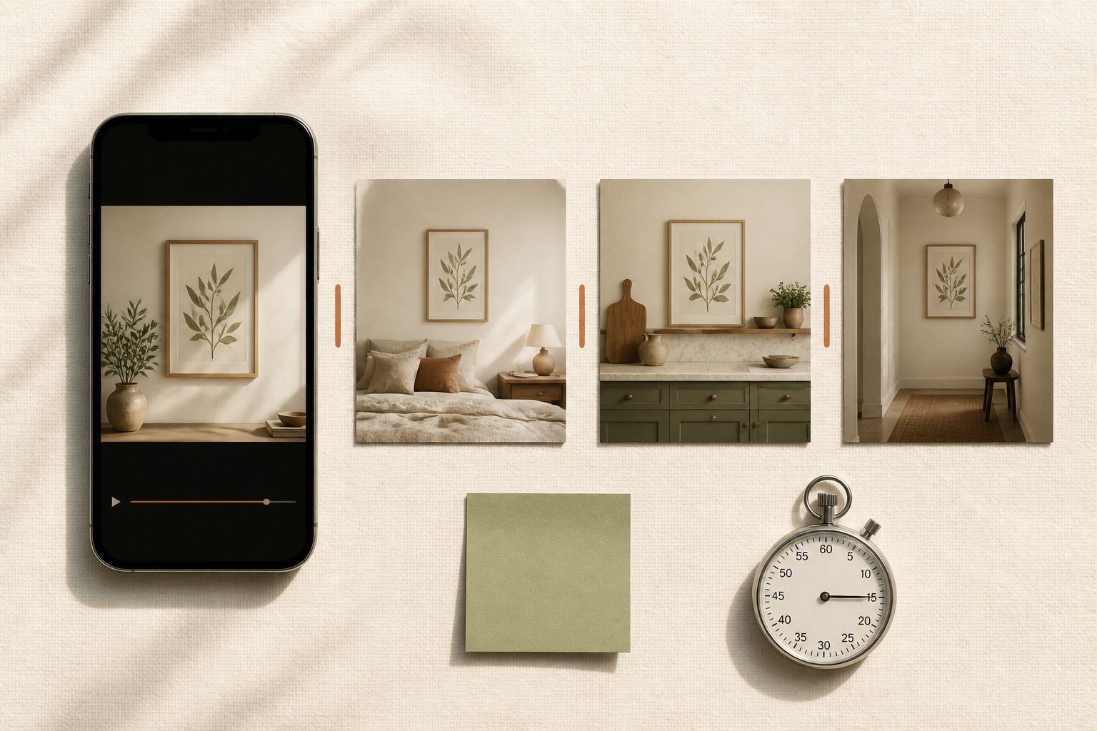 Etsy's listing-video slot lifts conversion. Most sellers leave it empty because cutting a video is its own afternoon. Ratio Ready stitches your mockups and print previews into a 15-second 1:1 MP4 — ready to drag straight into Etsy.